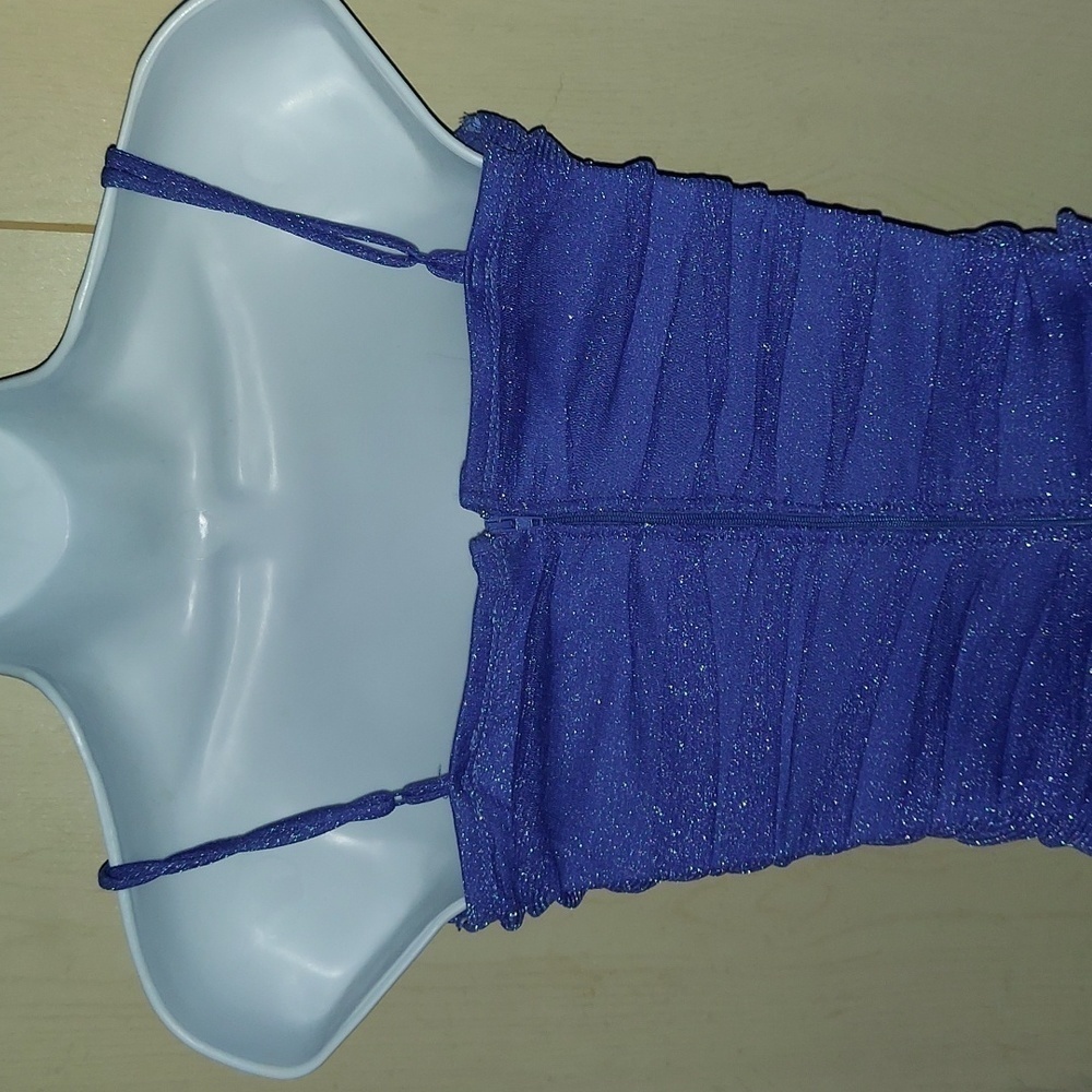City Vibe Ruched Foiled Mesh Flounce Hem Dress - Picture 4 of 8
